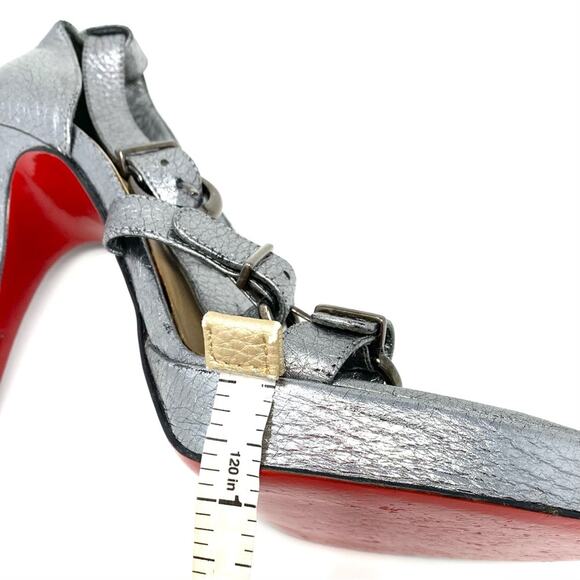 Christian Louboutin Lima 120 Silver Platform Buckle Sandals Heels 39 - Picture 12 of 14